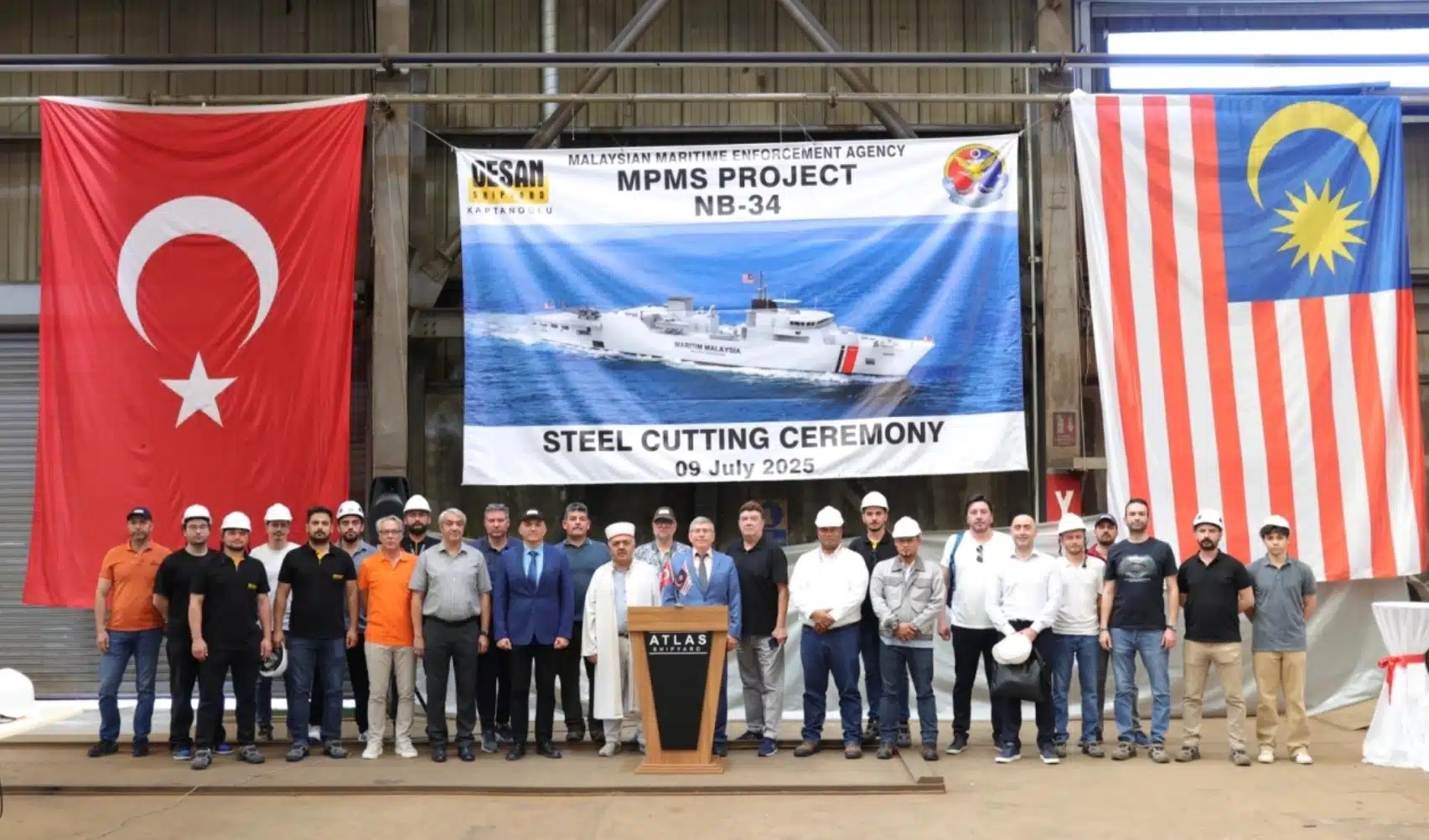 Desan Shipyard Cuts First Steel of Multi-Purpose Mission Ship for Malaysian Coast Guard